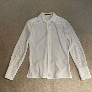 Burberry white/cream blouse with Pearl buttons. Size 40- M, runs like a small.